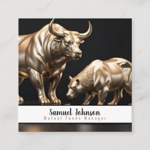 Cartão De Visita Quadrado Agente de Ações do Gerenciador de Fundos Mútuos