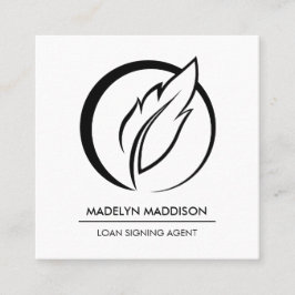 Cartão De Visita Quadrado Agente de Assinatura de Empréstimo Notário Preto e