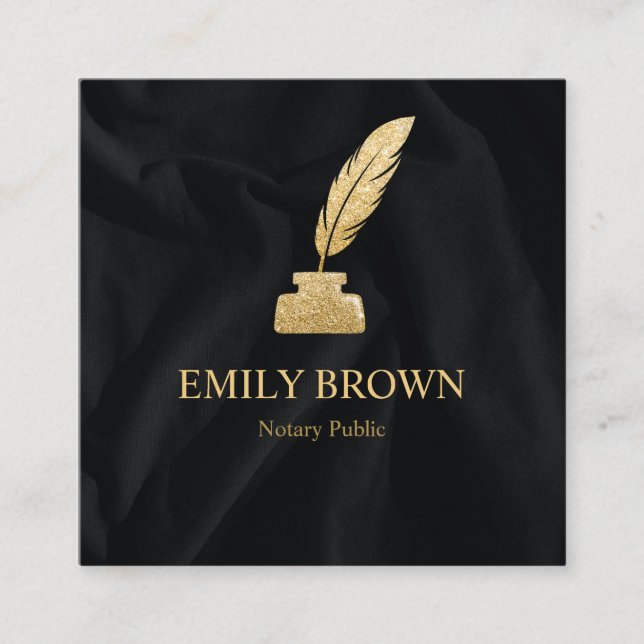Cartão De Visita Quadrado Agente de Assinatura de Empréstimo Notário Quill Q (Frente)