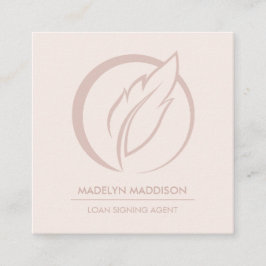 Cartão De Visita Quadrado Agente de Assinatura de Empréstimo Notário Rosa Mo