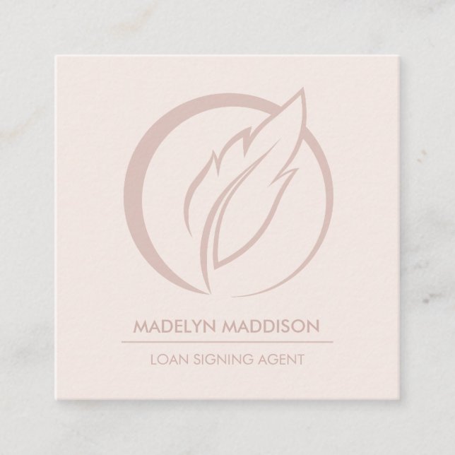 Cartão De Visita Quadrado Agente de Assinatura de Empréstimo Notário Rosa Mo (Frente)