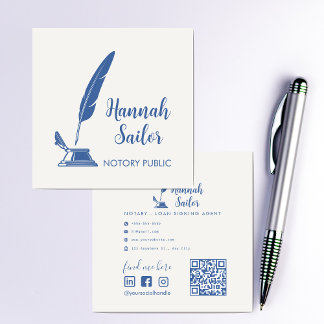 Cartão De Visita Quadrado Agente de Assinatura de Empréstimo Público Notário
