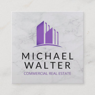 Cartão De Visita Quadrado Agente imobiliário  Marble  Proprietário