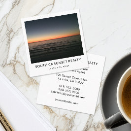 Cartão De Visita Quadrado Agente Imobiliário Moderno Foto do Pôr do Sol Cost