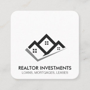Cartão De Visita Quadrado Agente simples de imóveis corporativos   Ícone Hom