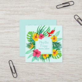 Cartão De Visita Quadrado Agente tropical da agência de viagens da fronda da