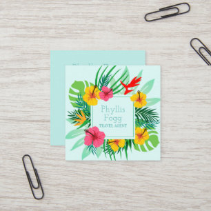 Cartão De Visita Quadrado Agente tropical da agência de viagens da fronda da