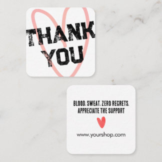Cartão De Visita Quadrado Agradecimento Personalizado Coração Vermelho Estil
