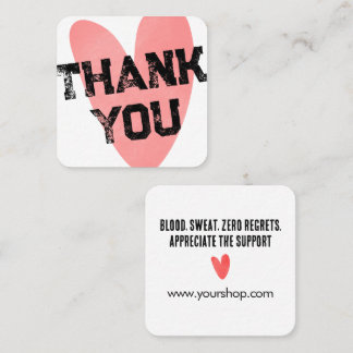 Cartão De Visita Quadrado Agradecimento Personalizado Coração Vermelho Estil