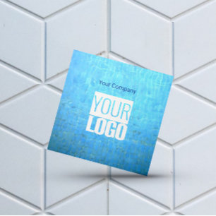 Cartão De Visita Quadrado Água da Piscina   adicionar QR  