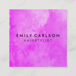 Cartão De Visita Quadrado Aguarela roxa elegante escovada