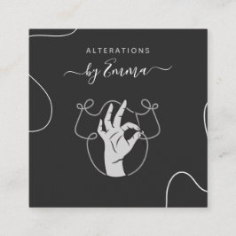 Cartão De Visita Quadrado Agulha de mão e logotipo de sub-rotinas, Cinza de 