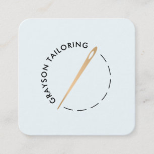 Cartão De Visita Quadrado Agulha e thread Dourados