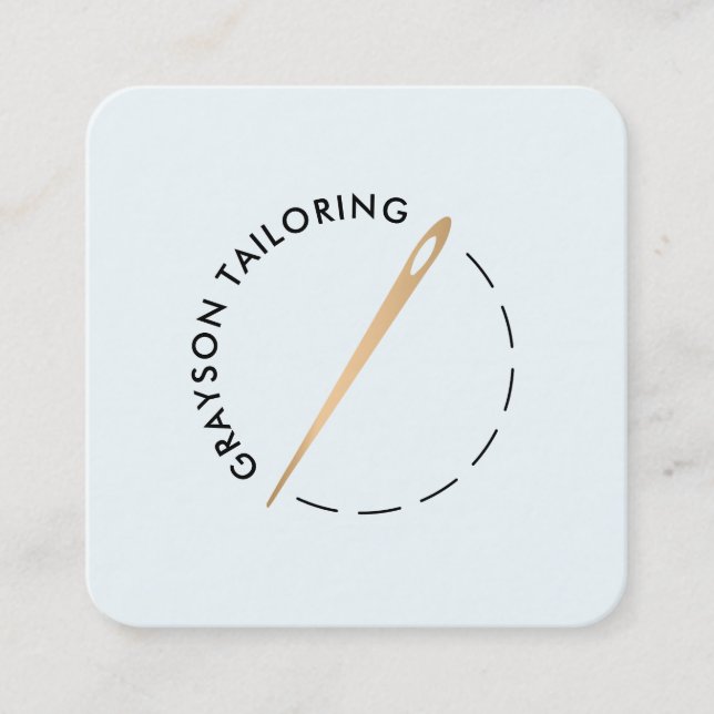 Cartão De Visita Quadrado Agulha e thread Dourados (Frente)