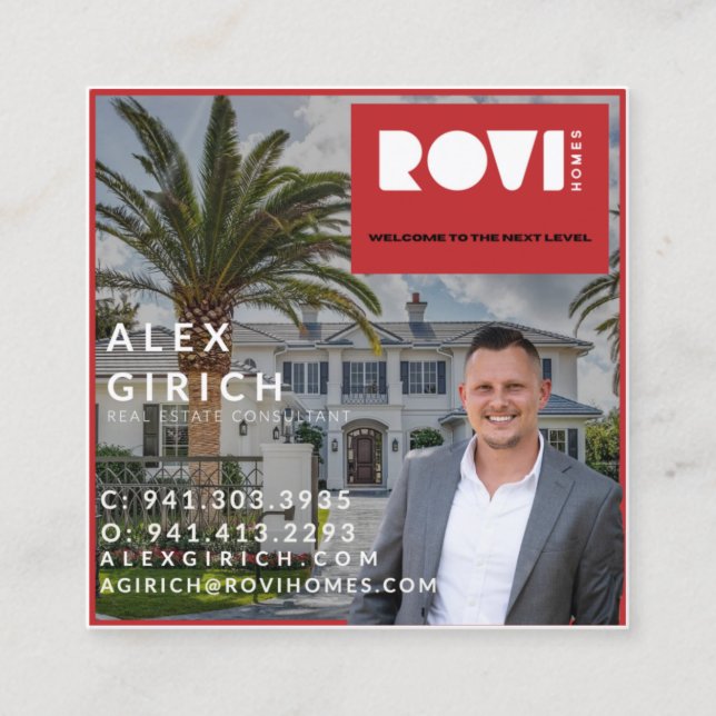 Cartão De Visita Quadrado Além do imóvel (Frente)