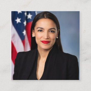 Cartão De Visita Quadrado Alexandria Ocasio Cortez Portrait