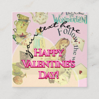 Cartão De Visita Quadrado Alice in Wonderland Valentine's Day Cards 