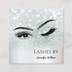 Cartão De Visita Quadrado Alinhamento das lascas prateadas com brilho do olh