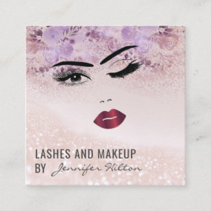 Cartão De Visita Quadrado Alinhando o rosto moderno das moças sensuais flor