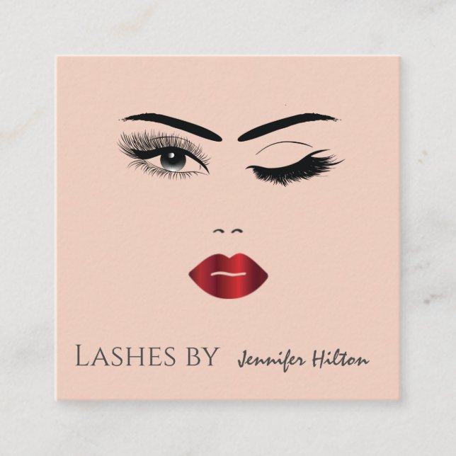 Cartão De Visita Quadrado Alinhando o rosto moderno de uma garota sensual (Frente)