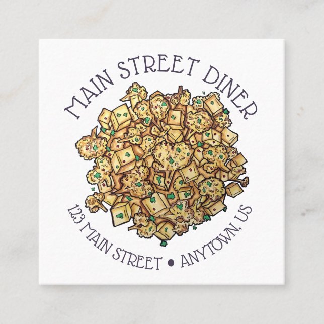 Cartão De Visita Quadrado Aloo Gobi Indian Comida Restaurant Cuisine (Frente)