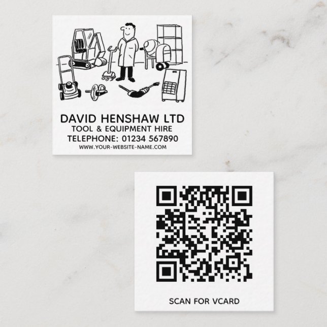 Cartão De Visita Quadrado Aluguer de ferramentas e equipamento (Frente/Verso)