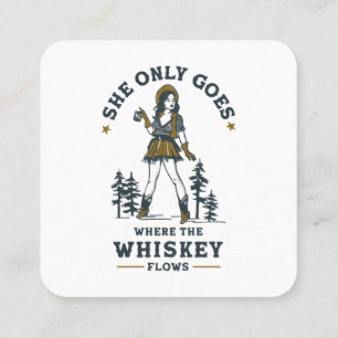Cartão De Visita Quadrado Amante Engraçada de Whisky do Velho Oeste