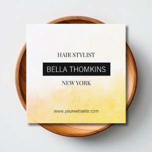 Cartão De Visita Quadrado Amarelo de Ombre Moderno