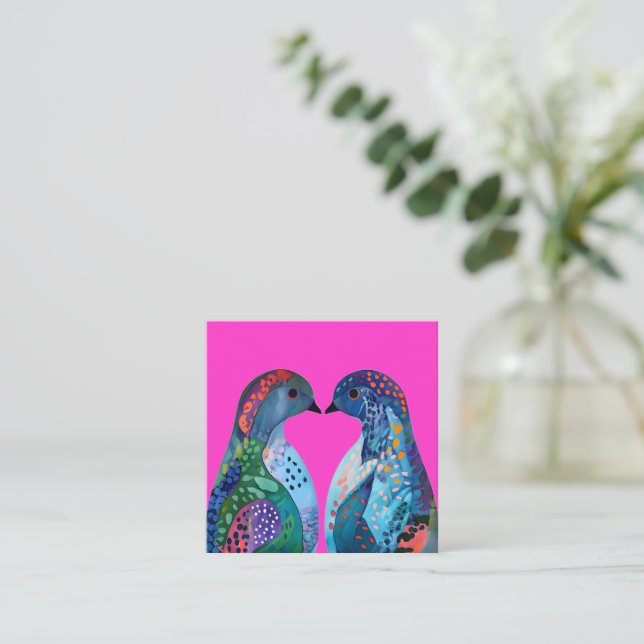 Cartão De Visita Quadrado "Ame-te para sempre" - A Gentil Abraço do Amor (Em pé/Frente)