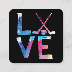 Cartão De Visita Quadrado Amor Garotas de Hóquei no Gelo Dão Presentes Mulhe