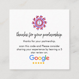 Cartão De Visita Quadrado Análises do Google | Business Review Link QR Code