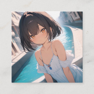 Cartão De Visita Quadrado Anime Poolside