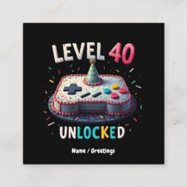 Cartão De Visita Quadrado Aniversário de 40 anos de Estilo de Jogos Desbloqu