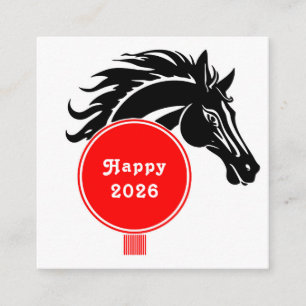 Cartão De Visita Quadrado Ano do Calendário do Cavalo 2026