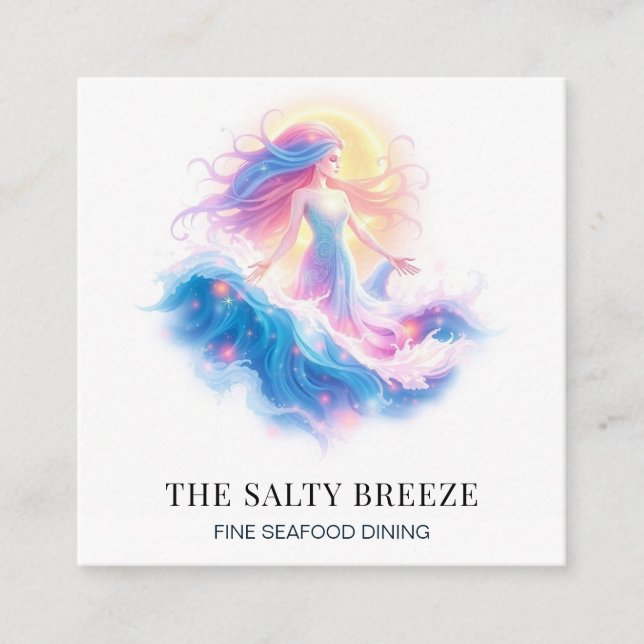 Cartão De Visita Quadrado *~* AP13 100 Maritime Beach WAVE Birth of Venus (Frente)