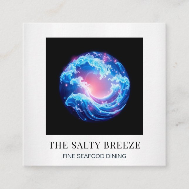 Cartão De Visita Quadrado *~* AP13 Beach Wave Spa Massage Reiki Yoga 107 (Frente)