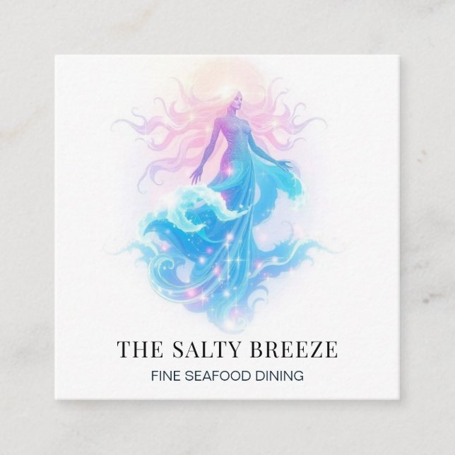 Cartão De Visita Quadrado *~* AP13 Curando 80 Praia WAVE Nascimento de Vênus (Frente)