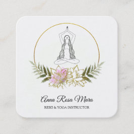 Cartão De Visita Quadrado *~* AP32 Dourada Link Lotus Yoga Energy