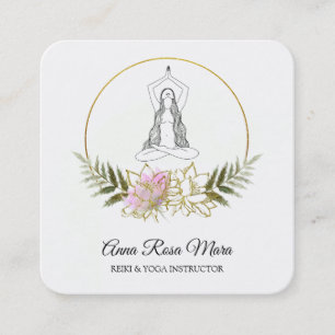 Cartão De Visita Quadrado *~* AP32 Dourada Link Lotus Yoga Energy