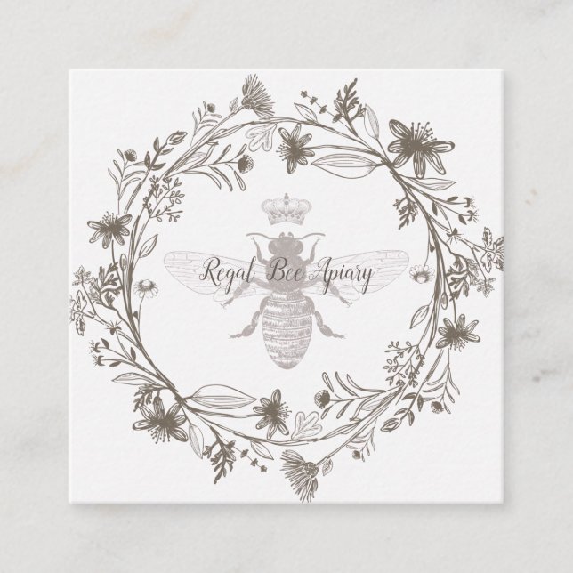 Cartão De Visita Quadrado Apicultura Elegante Fazenda Apiária De Mel (Frente)