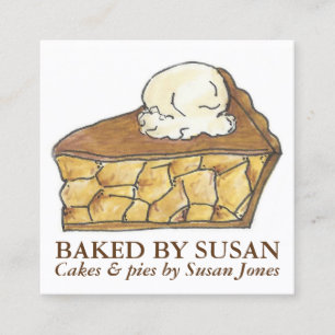 Cartão De Visita Quadrado Apple Pie a la Mode cozido por padaria pastelaria