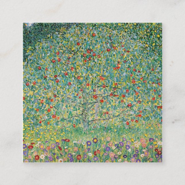 Cartão De Visita Quadrado Apple Tree Gustav Klimt (Frente)