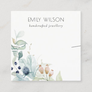 Cartão De Visita Quadrado Apresentação de Folheto Verde Azul Pastel