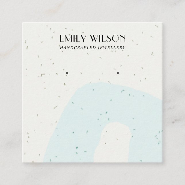CARTÃO DE VISITA QUADRADO APRESENTAÇÃO DE OUVIDO ABSTRATO CERAMIC AQUA BLUE  (Frente)