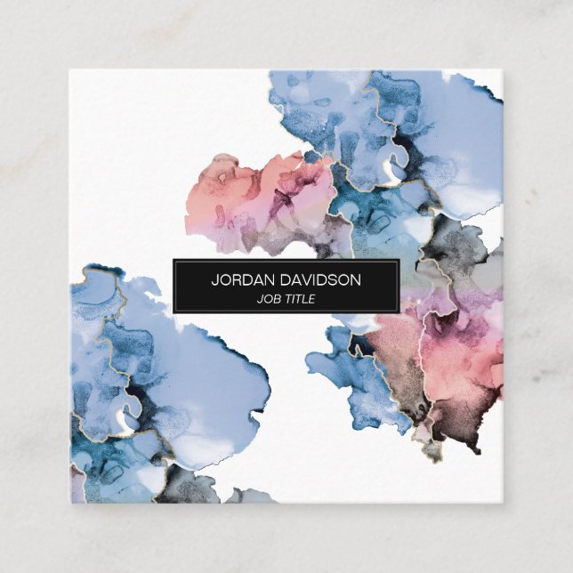Cartão De Visita Quadrado Apresentação de Tinta Editável Moderna da Tendênci (Frente)