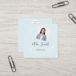 Cartão De Visita Quadrado Aqua Personalizada de Consulta de Fotografias Pers