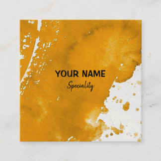 Cartão De Visita Quadrado Aquarel ouro amarelo