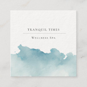 Cartão De Visita Quadrado Aquarela Moderno Minimalista Aqua Spa