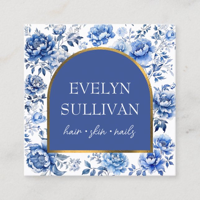 Cartão De Visita Quadrado Arca de flores da Chinoiserie (Frente)