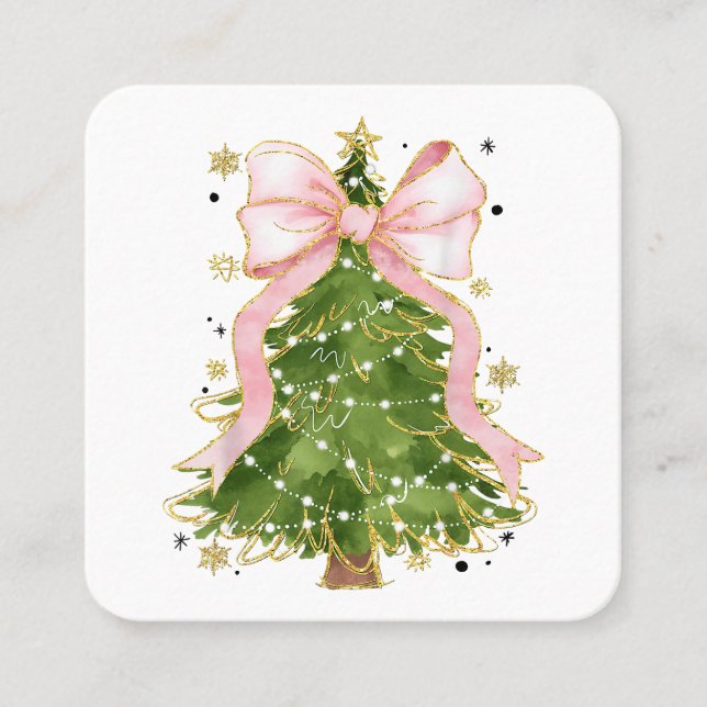 Cartão De Visita Quadrado Arco Coquette Natal Árvore Feriado Feriado Girasso (Frente)